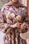 Button Detail Pastel Floral Lilac Dress - 4