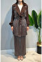 Pocketed Stone Detail Trousers Double Suit 18930 Brown - 2