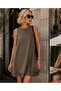 Soho grace kat detailed mini dress %100 cotton khaki - ecru - black - 3