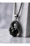 Stainless Steel Black Onyx Glass Detailed Gothic Design Dragon Claw Pendant