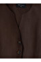 Brown V-Neck Linen Blend Women's Vest by Güli̇s Gi̇yi̇m - 2