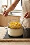Titancook 22 cm Enamel Frying Pan with Stainless Steel Strainer, Glass Lid and Wooden Handle - 3