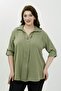 Women's Khaki Dubai Fabric Flowing Textured Plus Size Shirt