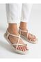 Women's Beige Gold Ring Detailed Soft Sole Casual Flip-Flop Sandals - 3