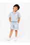 Boy's Linen Shirt and Shorts Set Blue Patterned Summer 2-Piece Set - 4