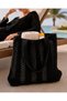 Women's Black Knitwear Openwork Beach Bag 37X32 Knitted Shoulder Bag Summer Beach Bag - 3