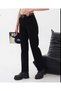 Women's Black Belted High Waist Straight Leg Mom Jeans - 3