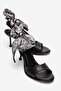 Marena Black Leather Women's Thin Heeled Shoes with Scarf
