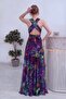Women's Tie-Dye Patterned Thick Strap Slit Backless Maxi Woven Dress Blue, Purple, Green - 7