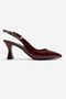 Women's Open Back Pointed Toe 7cm Heeled Shoes Black Skin - 2