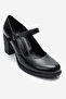 Women's thick heeled shoe real leather mtd 24136 black - 3
