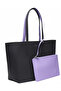 Women's Double sided Two tone Large Capacity Handbag, Fashionable Multi functional Black and Purple - 2