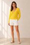 Yellow V-Neck Openwork 100% Organic Cotton Women's Knitwear Cardigan