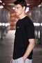 Vito Men's 100% Organic Cotton Embroidery Text Detail Oversize Loose Cut Short Sleeve Black T-Shirt - 4