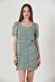Çağla V-Neck Front Gathered Short Sleeve Dress |   D1678 - 5