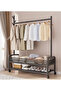 Rolling Garment Rack with Wheels Heavy Duty Clothes Rack with Storage Basket and Coat Rack Freestanding Metal Wardrobe Storage for Hanging Clothes - 7