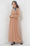 Women's V-Neck Gathered Waist Long Sleeve Biscuit Hijab Dress