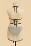 Women's Black and White Pareo 3-Piece Bikini Set with Side and Neck Tie, Padded, Stylish Beach Set Maripo - 4