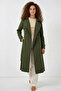Women's Double Breasted Collar Belted Khaki Trench Coat - 6