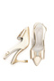 Women's Stiletto Gold Satin Pointed Toe Medium Heel Evening Dress Shoes with Stone Bow F6182 - 4