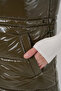 Women's High Collar Shiny Inflatable Khaki Vest - 5