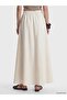 Lcw Modest Elastic Waist Linen Blend Flared Skirt - 4