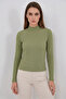 Women's Turtleneck Stoned Striped Green Body