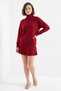 Women's Turtleneck Pleated Skirt Knitwear Red Two-Piece Set - 5
