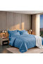 6 Piece Double Duvet Cover Set with Elastic Fitted Sheet - Microfiber Satin Stripe 200x200+30cm Deep Pocket Hotel Quality Luxury - 2