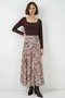 Women's Gathered Waist Patterned Chiffon Ecru Skirt - 4
