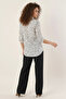 Women's Graphic Patterned Viscose Khaki White Shirt - 6