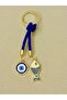 Navy Blue String Small Fish Metal Keychain, Lucky Keychain, Metal Evil Eye Bead Keychain - 3