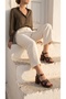 Cross-Strapped and Buckled Leather High Heeled Ankle Buckle Women's Summer Sandals - 7