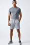 Men's Gray Breathable Quick-Dry Zipper Pocket Detailed Back-Piping Shorts Patterned Fabric - 4