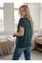 Stylish Dark Emerald Color T-Shirt with Shoulder Detail - 2