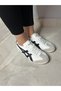 Comfortable Daily Lace-Up Unisex Sports Shoes White Navy Blue Sneaker - 7