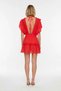 Women's Woven Brodelee V-Neck Bat Sleeve Mini Dress %100 Cotton Beachwear Casual Daily Modern Stylish - 5