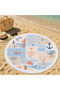 Round Beach Towel with Mediterranean Sea View and Dolce Vita Theme - 3