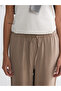 Brown Elastic Waist Modal Blend Women's Trousers - 2
