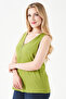 10853 Green Zippered Detail Knitted Tank Top - 3