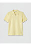 Yellow Polo Collar Men's Textured T-Shirt - 4