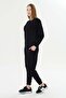 Women's Cotton Crew Neck Sweatshirt Set Black 8512-S - 5