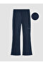 Navy Blue Girls' Flared Leggings - 2
