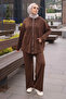 Brown Zippered Tunic and Pants Modal Set - 2