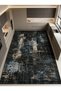 Sdt Abstract Modern Geometric Patterned Navy Blue Black Industrial Woven Base Decorative Carpet Sdt1507 - 3