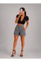 Women's Black Striped High Waist Summer Shorts - 6
