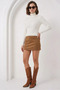 Women's High Neck Fit Cut Knitwear White Sweater - 2