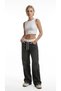 Alv Black Elastic Waist Lace-Up Jeans Denim Loose Jean Palazzo Comfortable Fit Lycra-Free Trousers - 5