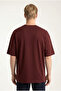 Men's Burgundy Oversize Modal Fabric Silky Textured Crew Neck T-Shirt - 3