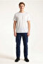 Men's White Regular Modal Fabric Silky Textured Crew Neck T-Shirt - 4